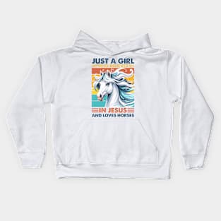 Just A Girl Who Believes In Jesus And Loves Horses Kids Hoodie